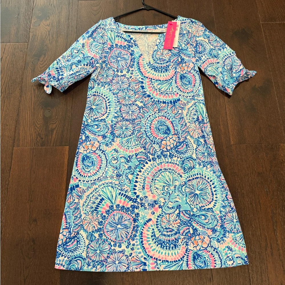 Lilly Pulitzer EASLEY SHORT SLEEVE Dress Size Medium in Blue Grotto